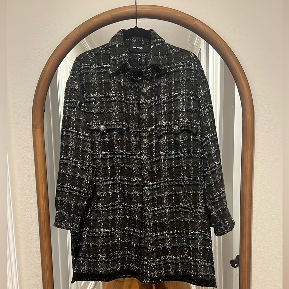 Black and White Plaid Coat